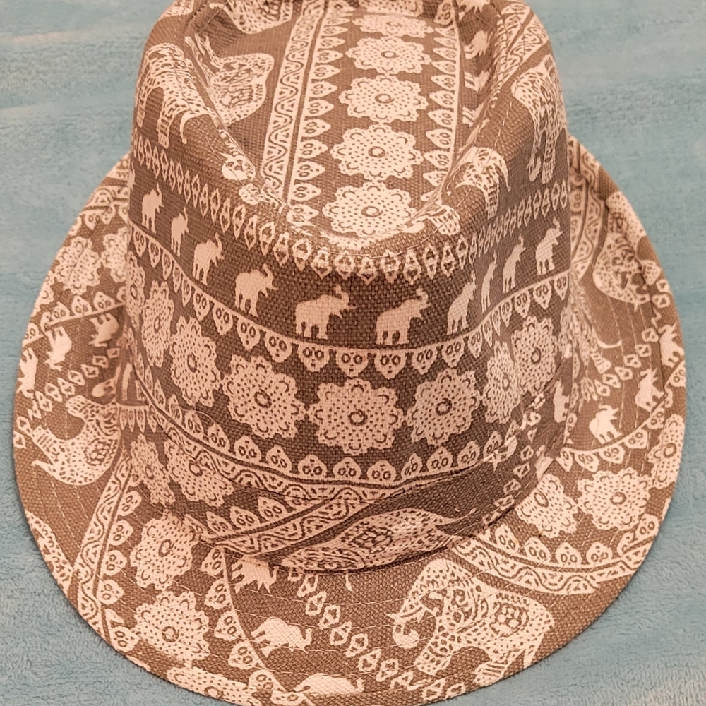 Gray Elephant Print Fedora Hat